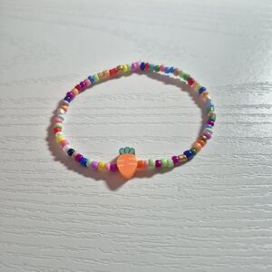Kids Beaded Elastic Necklace with Orange Carrot Charm
